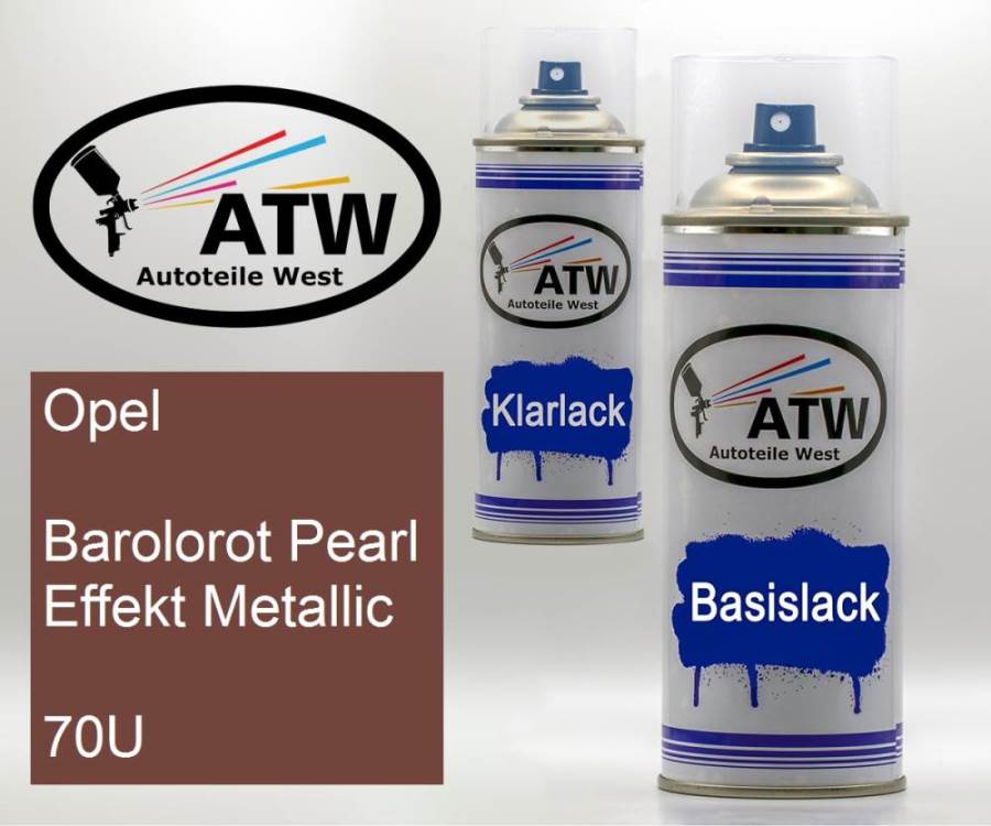 Opel, Barolorot Pearl Effekt Metallic, 70U: 400ml Sprühdose + 400ml Klarlack - Set, von ATW Autoteile West.